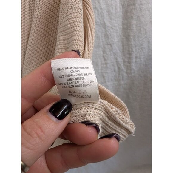 Alga v neck knit sweater tank with knotted front | tan women's size Medium A2 - Picture 5 of 8